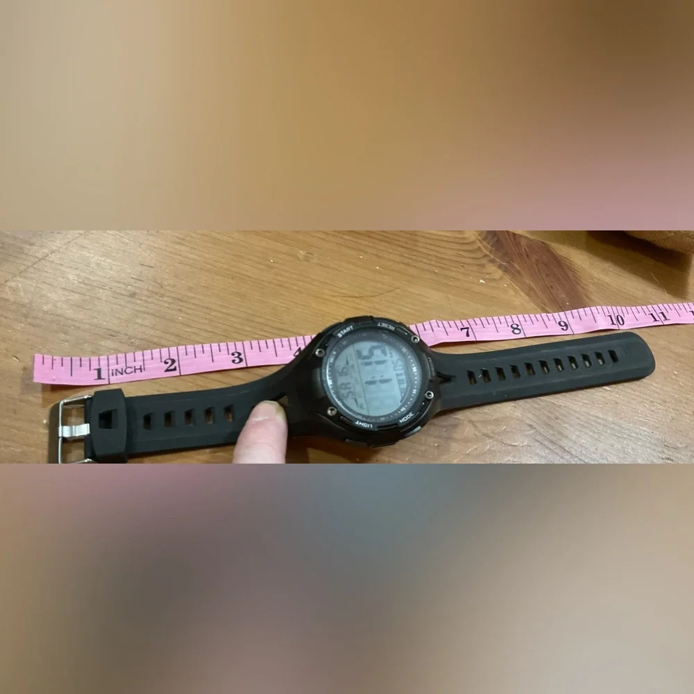 Brigadeon: BTW1801/ 5ATM Men’s black digital adjustable plastic wrist watch.